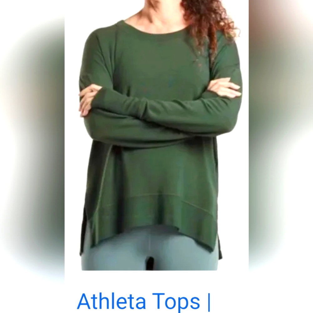 NWT Athleta Coaster Luxe Sweatshirt Large Forest Green